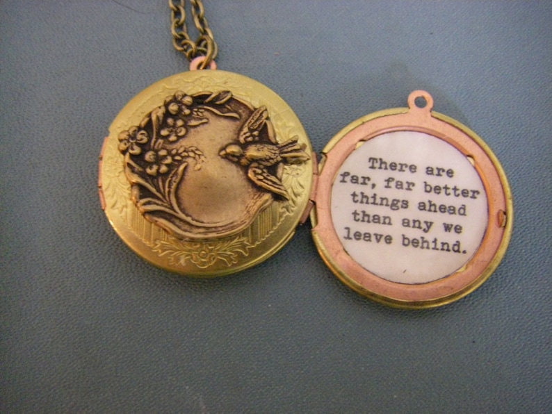 CS Lewis Locket, Necklace. There Are Far Better Things Ahead Than Any We Leave Behind, Graduation, New Beginning, Vintage Locket image 3