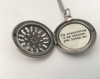 Mother's Day Gift, Silver Locket, I'm everything I am because you loved me, mother gift, wife, fiance, mother of bride