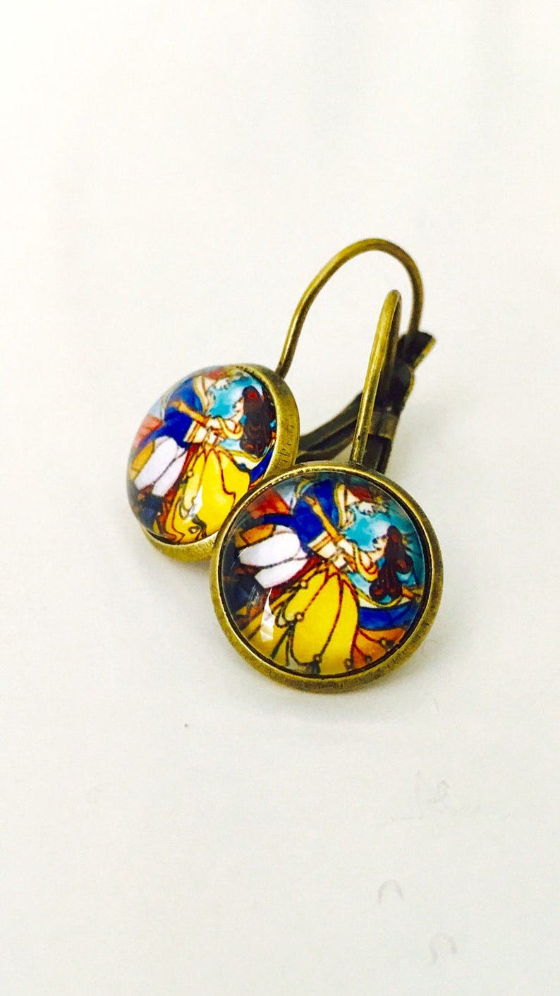 Beauty and the beast earrings princess Belle earrings beauty | Etsy