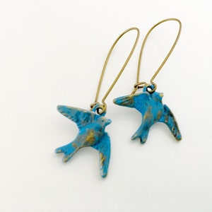 Little Bluebird earrings, blue bird, blue jay earrings, dangles image 1