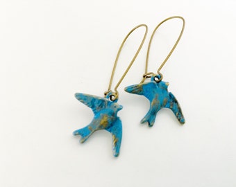 Little Bluebird earrings, blue bird, blue jay earrings, dangles