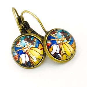 Beauty and the beast earrings, princess Belle earrings, beauty and the beast jewelry, choose size image 1