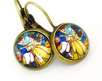 Beauty and the beast earrings, princess Belle earrings, beauty and the beast jewelry, choose size