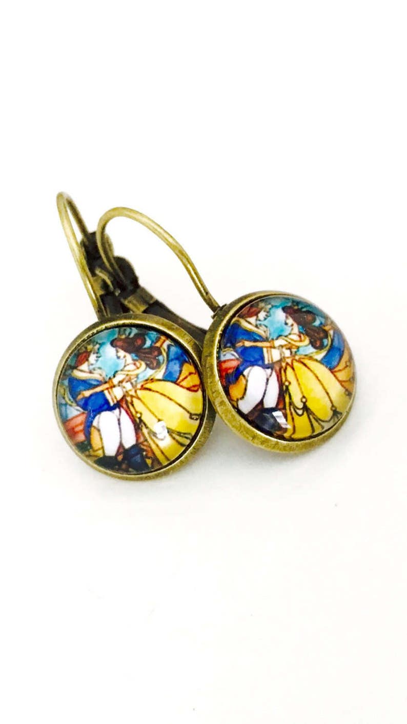 Beauty and the beast earrings, princess Belle earrings, beauty and the beast jewelry, choose size image 1