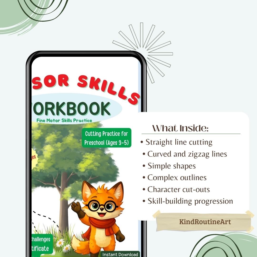 Preschool Scissor Skills Workbook – Fine Motor Cutting Practice (ages 3 ...