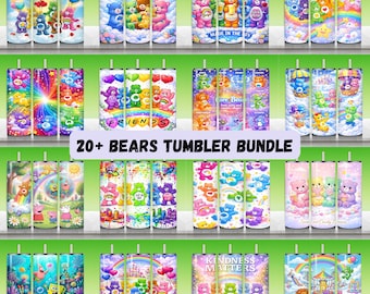 Cartoon Bears Tumbler Wrap PNG | 20oz Skinny Sublimation Design (Digital Download)
