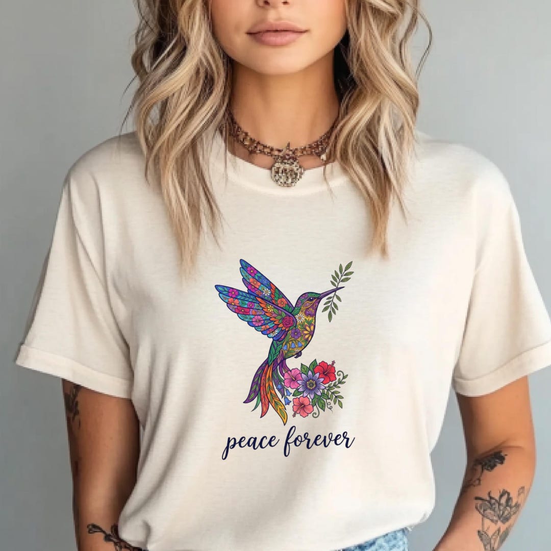Hummingbird Represents Peace Peace Forever Hummingbird Illustration, Vibrant Floral Bird Clipart ...