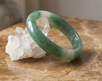 Ice Green Jade Bracelet, Genuine Jadeite Bangle, Natural Jewelry For Women
