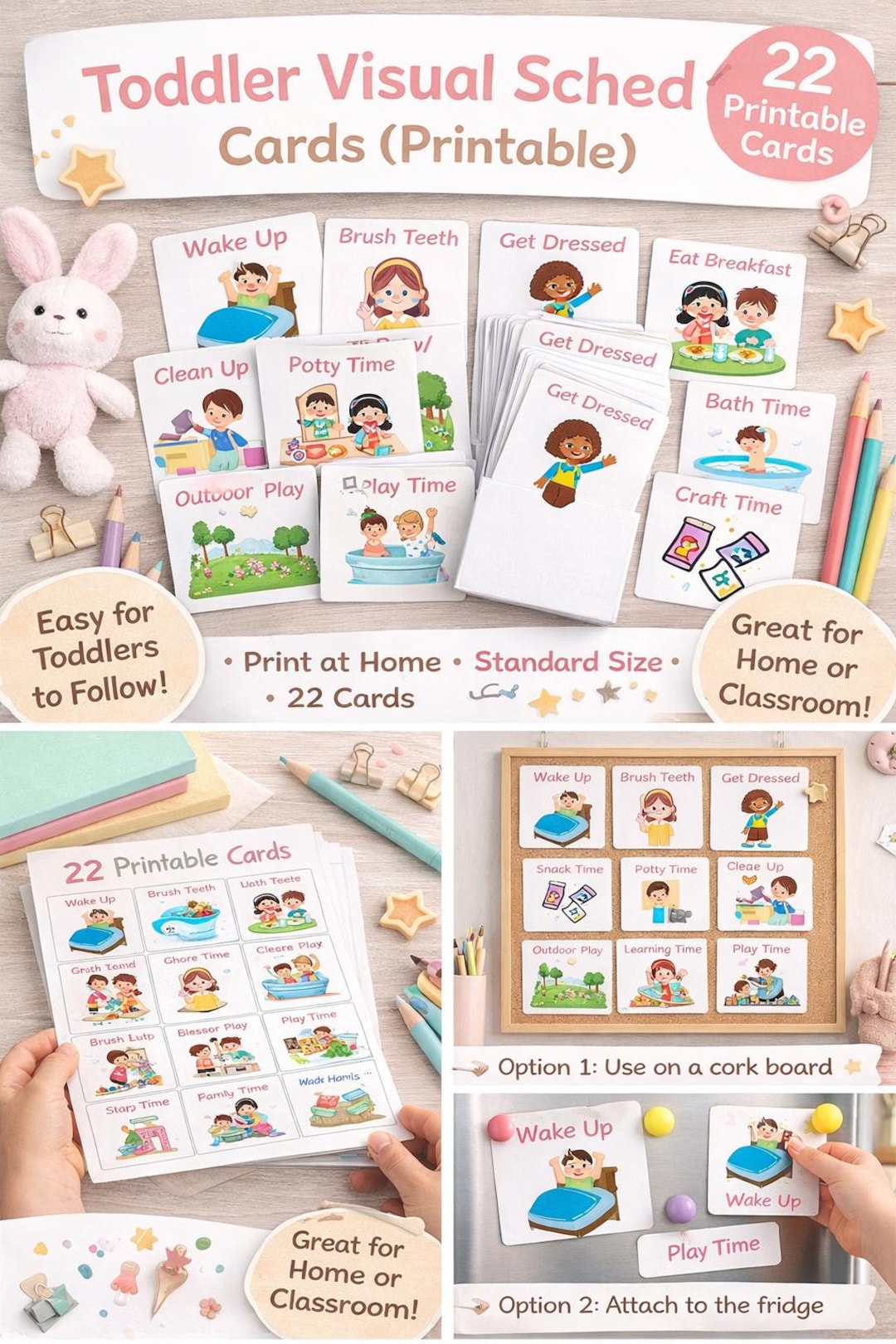 Toddler Visual Schedule Cards | Daily Routine Chart for Kids (printable ...