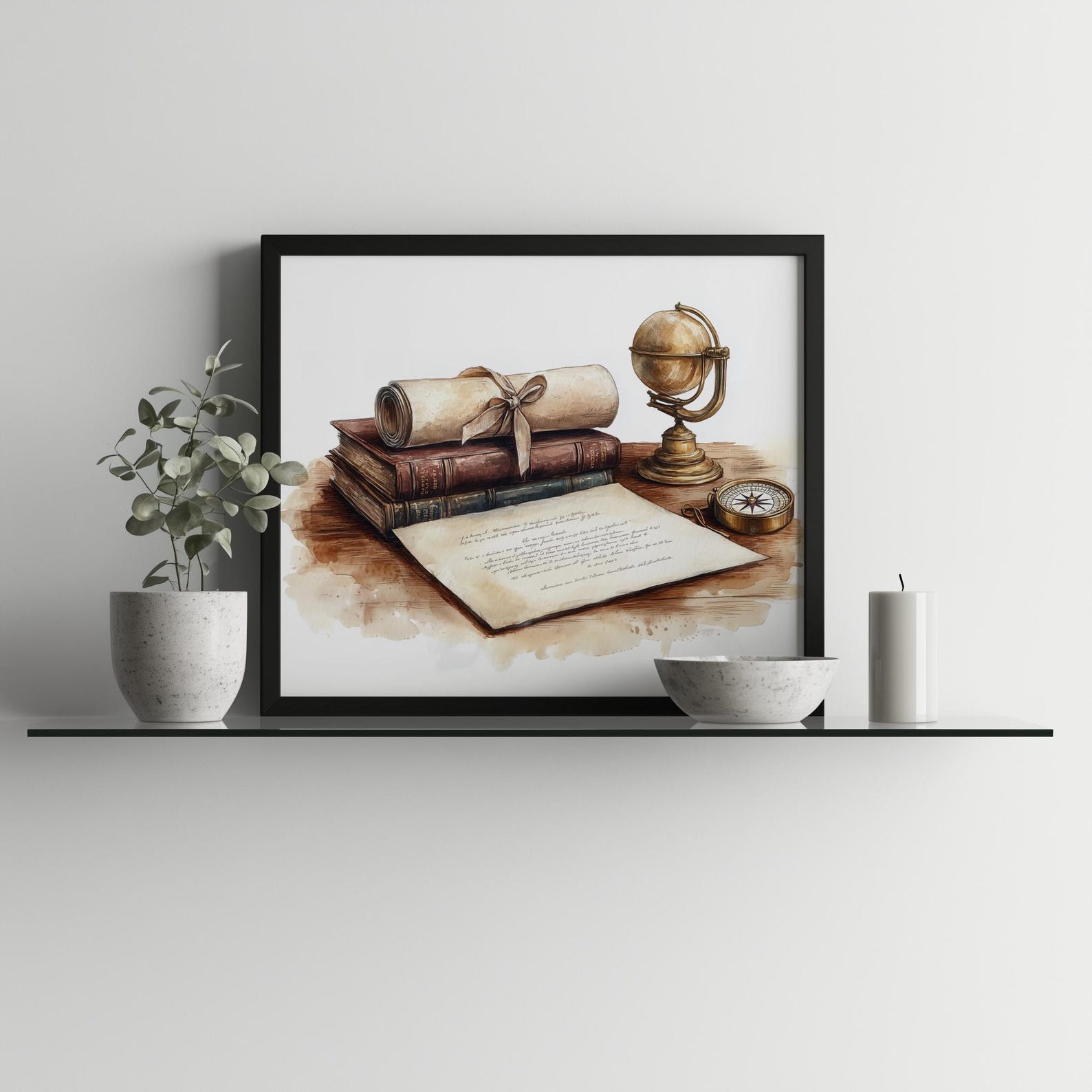 Graduation Still Graduation Still Life Art | Vintage Diploma Ink Sketch | Scholarly ...