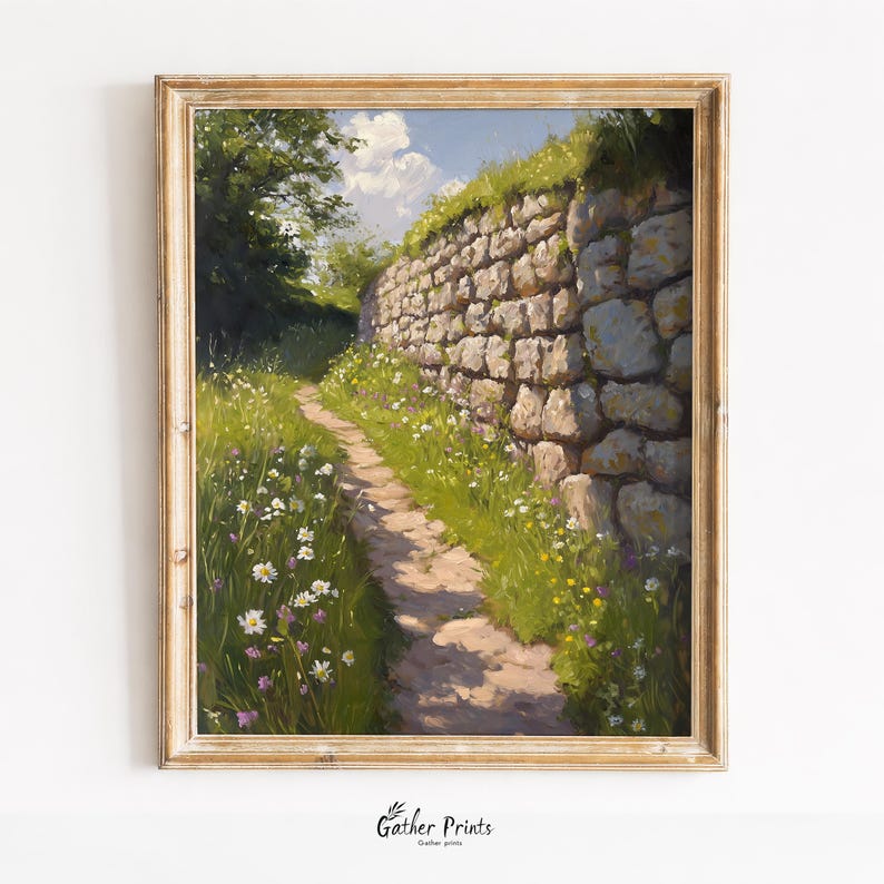 Rustic Countryside Pathway | Cottagecore Printable Landscape Painting ...