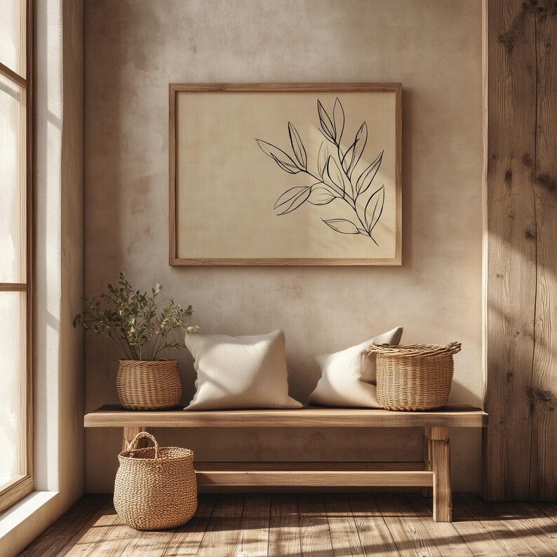 Minimalist Botanical Line Art - Scandinavian Modern Wall Decor ...