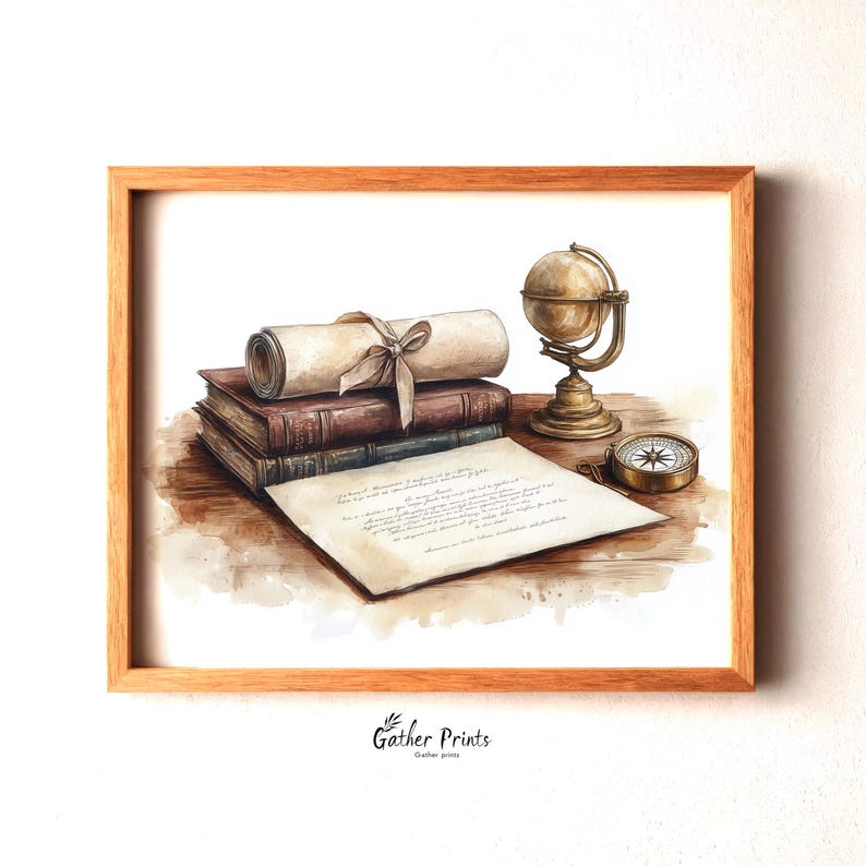 Graduation Still Graduation Still Life Art | Vintage Diploma Ink Sketch | Scholarly ...