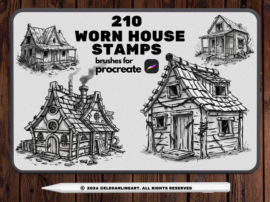 Worn House Stamps for Procreate – 210 Abandoned House Brushes - Etsy