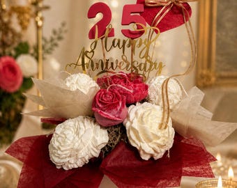 Anniversary Candle Bouquet | Sculpted Floral Soy Wax Arrangement, Romantic Gift