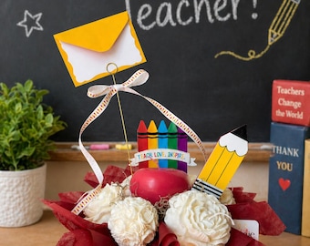 A+ Teacher Appreciation Candle Bouquet – “Teach. Love. Inspire.” Soy Wax Flower Gift for Teachers