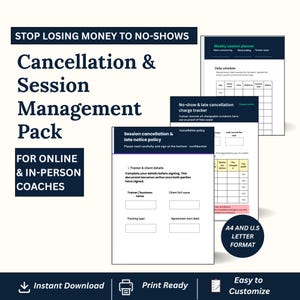 Personal Trainer Cancellation Policy Pack, Session Tracker, Client Intake Forms, Editable Canva Template, Fitness Coach, Instant Download