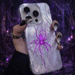 Koreańskie etui na iPhone'a z motywem Y2K Dark Aesthetic | Etui na telefon w stylu gotyckiego pająka | Japońskie etui Cyber Y2K w stylu ulicznym | Etui na telefon w stylu grunge Style3