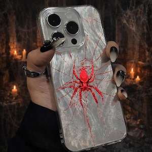 Koreańskie etui na iPhone'a z motywem Y2K Dark Aesthetic | Etui na telefon w stylu gotyckiego pająka | Japońskie etui Cyber Y2K w stylu ulicznym | Etui na telefon w stylu grunge Style2
