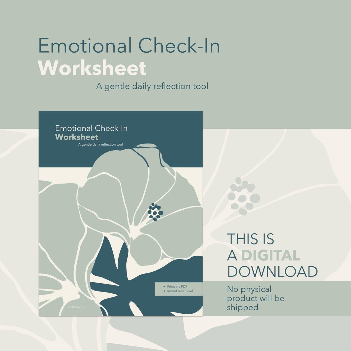 Emotional Check-in Worksheet Printable, Daily Reflection Journal PDF ...