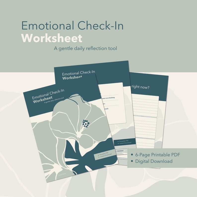Emotional Check-in Worksheet Printable, Daily Reflection Journal PDF ...