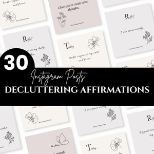 30 Instagram-sjablonen voor decluttering-affirmatie | Canvas bewerkbare vierkante berichten | Minimalistische organisatie-inhoud | Reflecteren en resetten