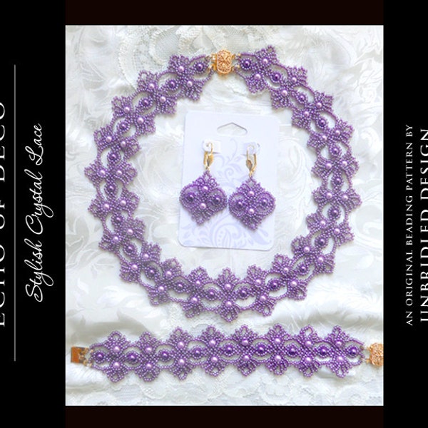 Echo of Deco beaded lace set pdf pattern