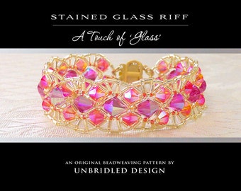 Modello pdf del braccialetto di cristallo con perline di vetro colorato Riff