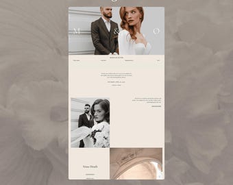 Wedding Website Template Canva, Elegant Brown Wedding Website with RSVP, Digital Wedding Invitation, Luxury Wedding Website