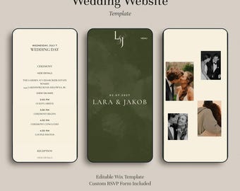 Wix Wedding Website Template for Elegant Countryside Wedding | Modern Romantic Timeless Wedding with RSVP