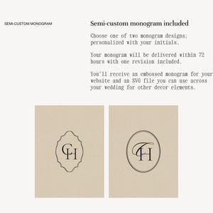 custom wedding monogram included with Canva wedding website template — two elegant monogram styles personalized with your initials, delivered within 72 hours with SVG file