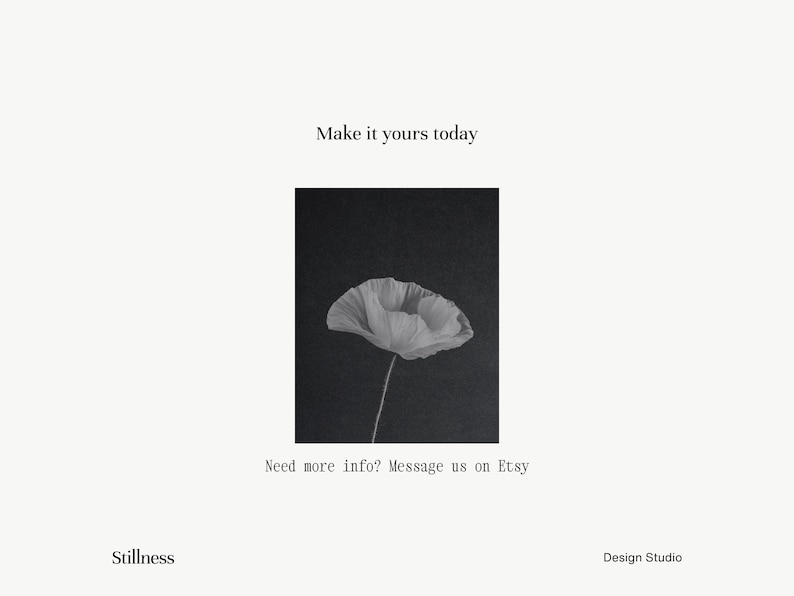 Make it yours today — Stillness Design Studio elegant black and white wedding website template, custom wedding monogram, and custom wedding website message us on Etsy for questions