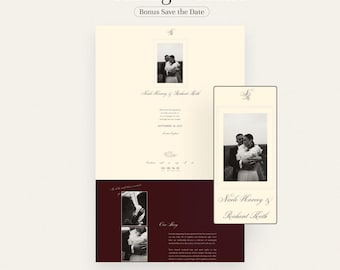 Old Money Wedding Website Template, Vintage Burgundy Canva Wedding Website with RSVP, Save the Date, Digital Wedding Invitation