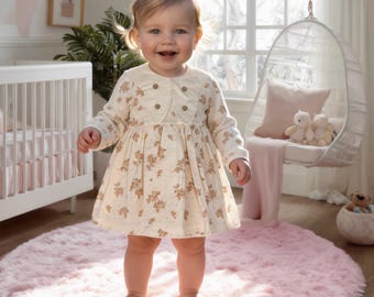Baby Girl Dress, Floral Cotton Dress, Vintage Baby Dress 6-24M