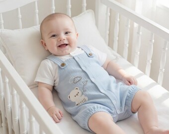 Baby Boy Romper, Cotton Baby Romper, Newborn Boy Outfit  0-9M