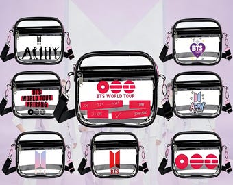 Custom BTS ARIRANG Kpop Wave Transparent Bag for Stadium Events,Clear Sports Fan Handbags Purses with Adjustbale Strap for Concerts Game