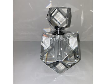 Vintage Large Heavy Multi-Faceted Crystal Perfume Bottle with Dauber Please Read