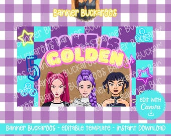 Pop Star Birthday Banner Template - DIY Canva Editable Projector Banner (Digital Download)