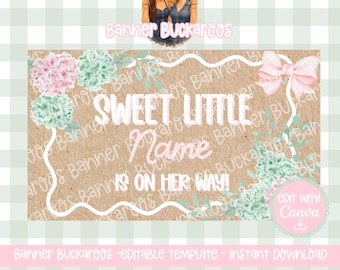 Baby Shower Banner Template - Hand Painted Style, Canva Editable (Instant Download)
