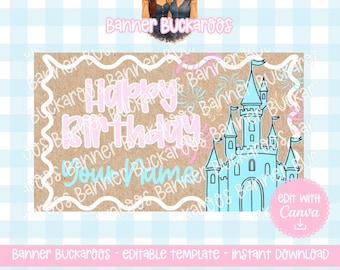 Princess Birthday Castle Banner Template | Fairytale Party Decor (Digital Download)