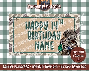 Duck Hunting Birthday Banner Template | DIY Camo Party Decor (Digital Download)