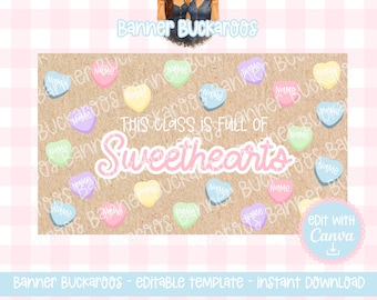 Sweet Hearts Valentines Banner Template - DIY Classroom Decor (Digital Download)