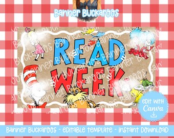 Read Week Party Banner Template | Whimsical Storybook Theme Decor | Digital Download