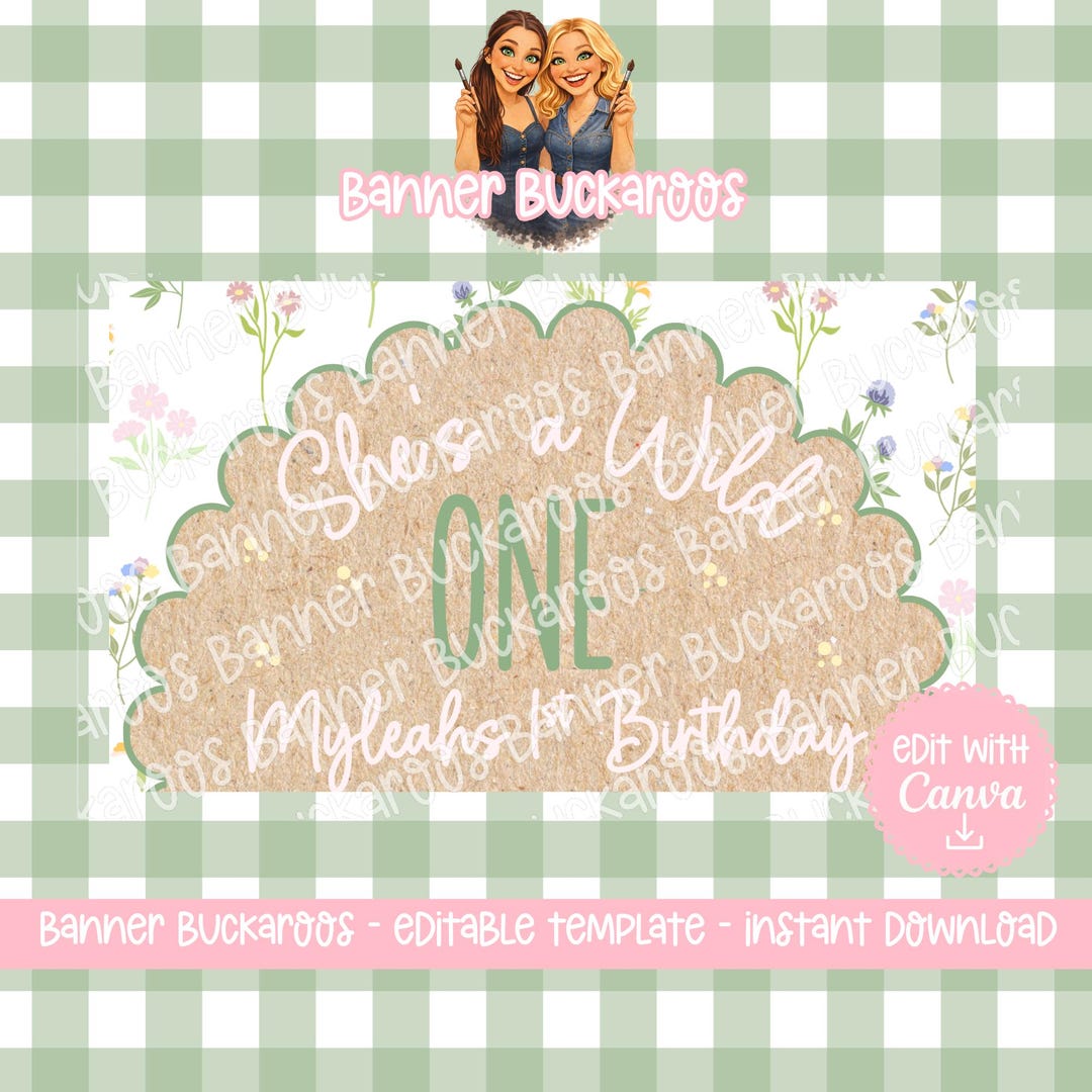 Wildflower Birthday Banner Template | First Birthday Party Decor ...
