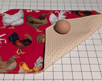 Manteles individuales reversibles con diseño de gallinas de granero (juego de 4)