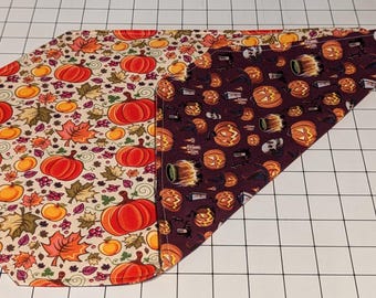 Manteles individuales reversibles con calabazas espeluznantes y otoñales (juego de 6)