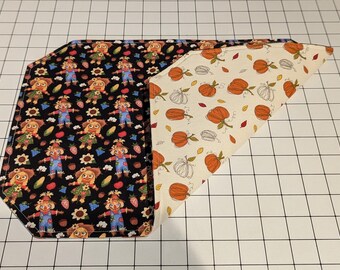 Reversible Cute Scarecrow and Pumpkin Placemats (Set of 6)