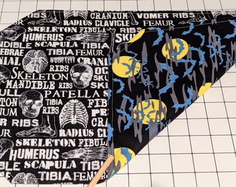 Manteles individuales reversibles con esqueletos y murciélagos (juego de 6)