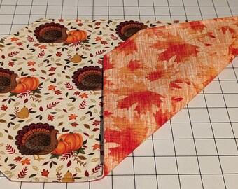 Reversible Turkey and Autumn Leaves (Set of 6)