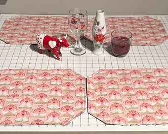 Manteles individuales reversibles del Día de San Valentín / Día de San Patricio (Set de 6)